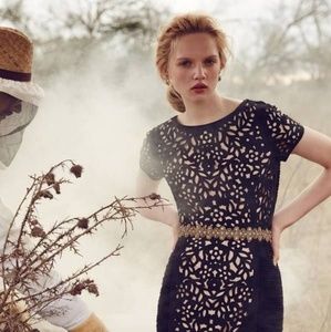 Anthropologie Maeve Laser Cut Basalt Sheath Dress